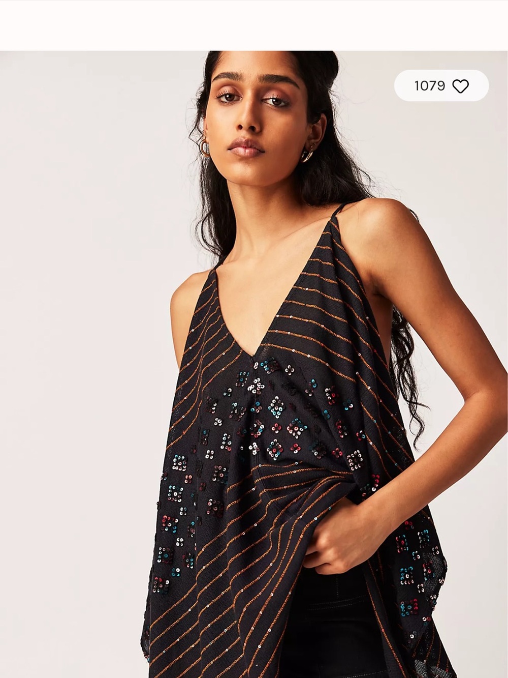 Free People Black Beaded Striped V-Neck Tunic, Ibiza Haze Tank